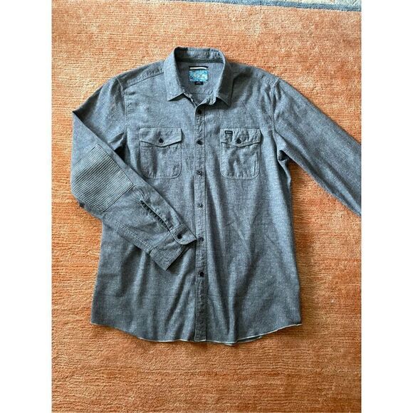 Julian Davidson Shirt Men’s L Gray Cotton Linen Blend Button Up - Picture 1 of 8